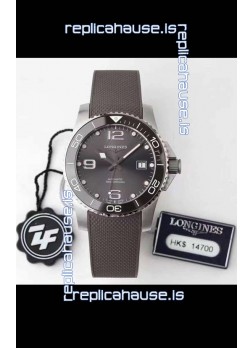 Longines HydroConquest 1:1 Mirror Swiss Replica Watch in Grey Dial Rubber Strap