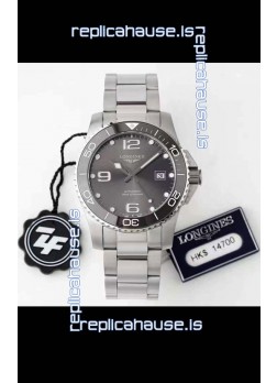 Longines HydroConquest 1:1 Mirror Swiss Replica Watch in Grey Dial Steel Strap