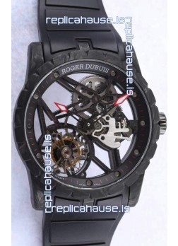 Roger Dubuis Excalibur Spider Flying Tourbillon Skeleton Carbon Casing 1:1 Mirror Swiss Watch