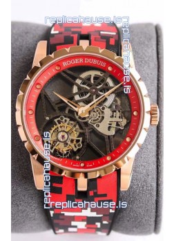 Roger Dubuis Excalibur Spider Flying Tourbillon Skeleton Rose Gold Casing 1:1 Mirror Swiss Watch