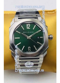 Bvlgari Octo Roma Edition 1:1 Mirror Replica in 904L Steel Casing - Green Dial 