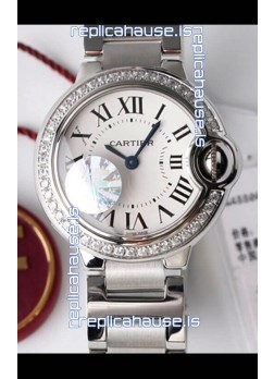 Ballon De Cartier Swiss Quartz 1:1 Mirror Quality 28MM in Steel Casing White Dial 