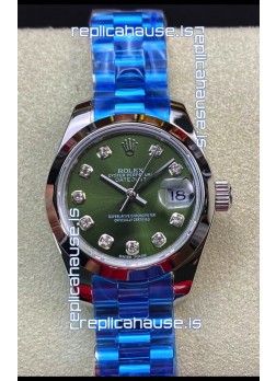 Rolex Datejust Ladies 28MM Cal.3135 Movement Swiss Replica in Green Dial - 904L Steel Casing