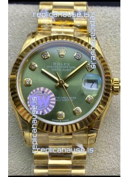 Rolex Datejust 278278 31MM Swiss Replica in 904L Steel Yellow Gold in Green Dial - 1:1 Mirror Replica