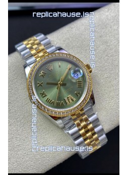 Rolex Datejust M278383RBR 31MM Swiss Replica in 904L Steel 2 Tone Yellow Gold Green Dial 1:1 Quality