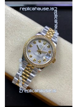 Rolex Datejust 278383 31MM Swiss Replica in 904L Steel Two Tone Yellow Gold Pearl Dial 1:1 Mirror Replica