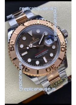 Rolex Yachtmaster 40 Everose Gold - Oyster Steel Brown Dial 1:1 Swiss Replica Watch 40MM in 904L Steel Casing