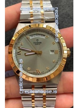 Tudor Royal Edition Watch - 1:1 Mirror Replica in Two Tone Casing - Grey Diamonds Dial