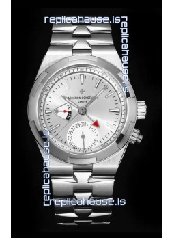 Vacheron Constantin Overseas Dual Time 1:1 Mirror Swiss Replica Watch in Steel Dial 