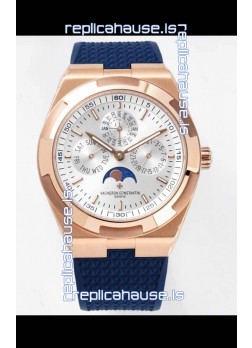 Vacheron Constantin Overseas Perpetual Calendar Ultra-Thin Steel Dial Rose Gold Casing Replica