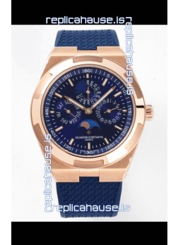 Vacheron Constantin Overseas Perpetual Calendar Ultra-Thin Blue Dial Rose Gold Casing Replica