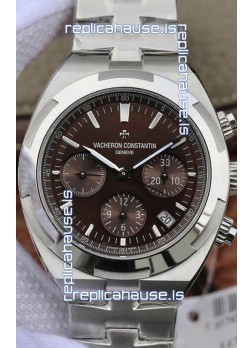 Vacheron Constantin Overseas Chronograph Brown Dial Swiss Replica Watch - Stainless Steel Strap