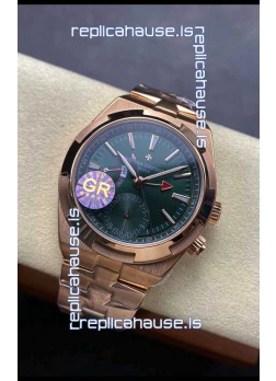 Vacheron Constantin Overseas Dual Time Rose Gold 1:1 Mirror Swiss Replica Watch in Green Dial