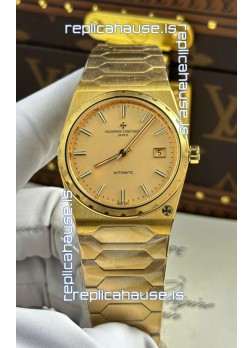 Vacheron Constantin Historiques 222 Super Clone 37MM Yellow Gold Watch in Gold Dial 