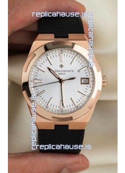 Vacheron Constantin Super Clone Overseas Edition Rose Gold Casing Rubber Strap