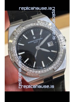 Vacheron Constantin Overseas Stainless Steel 33MM Swiss Quartz Replica Watch Black Dial 
