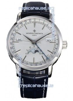 Vacheron Constantin Traditionelle Complete Calendar White Gold Plating White Dial Swiss Replica
