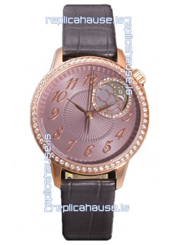 Vacheron Constantin Egerie Muse Moonphase Rose Gold Casing in Brown Dial Swiss Replica