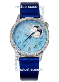 Vacheron Constantin Egerie Muse Moonphase 904L Steel Casing in Blue Dial Swiss Replica