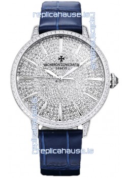 Vacheron Constantin Patrimony Self-Winding Jewellery Diamonds Paved Dial in White Gold Plating