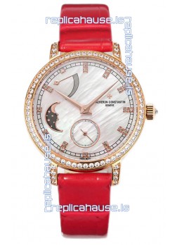 Vacheron Constantin Traditionelle Moon Phase Mother of Pearl Dial in Rose Gold Swiss Replica