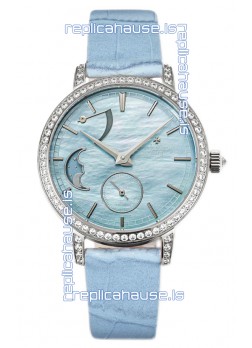 Vacheron Constantin Traditionelle Moon Phase Blue Mother of Pearl Dial in Steel Case Swiss Replica