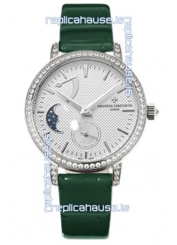 Vacheron Constantin Traditionelle Moon Phase White Dial in Steel Case Swiss Replica