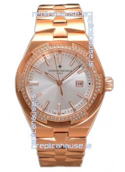 Vacheron Constantin Overseas Rose Gold Steel Dial 35MM Swiss Replica Watch 