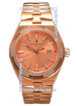 Vacheron Constantin Overseas Rose Gold Casing and Dial 35MM Swiss Replica Watch 