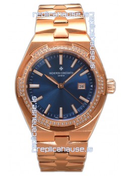 Vacheron Constantin Overseas Rose Gold Casing Blue Dial 35MM Swiss Replica Watch 