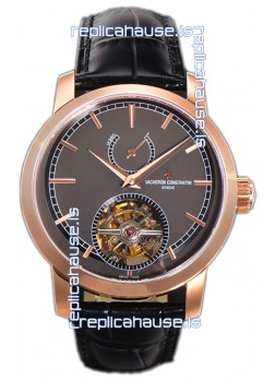 Vacheron Constantin Traditionelle 14-Day Tourbillon Grey Dial Rose Gold 1:1 Mirror Replica Watch 