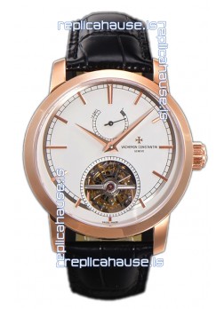 Vacheron Constantin Traditionelle 14-Day Tourbillon White Dial Rose Gold 1:1 Mirror Replica Watch 