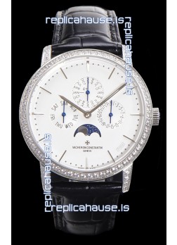 Vacheron Constantin Patrimony Perpetual Calendar Ultra-Thin White Gold White Dial Swiss Replica