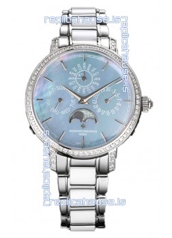 Vacheron Constantin Traditionelle Perpetual Calendar Ultra-Thin Steel Blue Pearl Swiss Replica