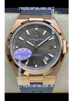 Vacheron Constantin Overseas 1:1 Mirror Replica 904L Rose Gold Steel  Watch in Grey Dial - Rubber Strap