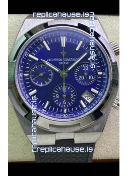 Vacheron Constantin Overseas Chronograph 904L Steel Blue Dial Swiss Replica Watch - Rubber Strap