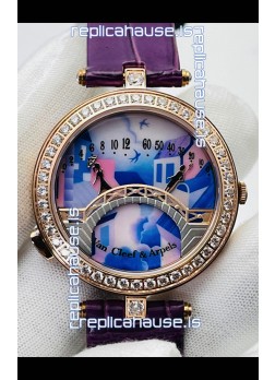 Van Cleef & Arpels Lady Arpels Pont des Amoureux in Rose Gold Purple Strap