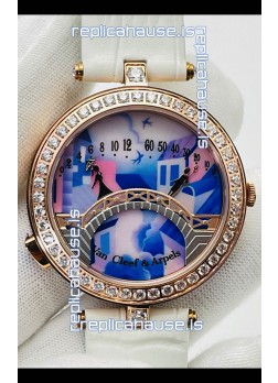 Van Cleef & Arpels Lady Arpels Pont des Amoureux in Rose Gold White Strap