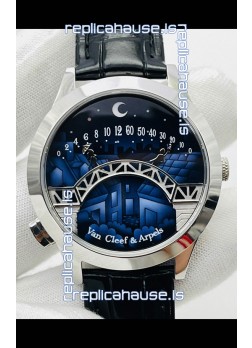 Van Cleef & Arpels Lady Arpels Pont des Amoureux in Stainless Steel Black Strap