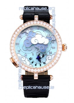 Van Cleef & Arpels Donde Des Papillons Rose Gold Casing Swiss Movement Replica Watch 