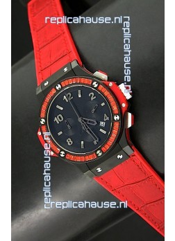 Hublot Big Bang All Black Edition Japanese Quartz Watch with Diamonds