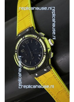 Hublot Big Bang All Black Edition Japanese Quartz Watch in Lemon Colour