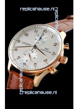 IWC Portuguese Chronograph Swiss Replica Watch in Rose Gold Casing