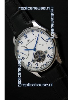 IWC Portuguese FA Jones Japanese Replica Watch in White Dial with Tourbillon