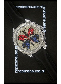 Five Time Zones J&C Clone Watch in Full Diamonds