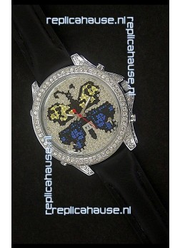 Five Time Zones J&C Clone Watch in Full Diamonds