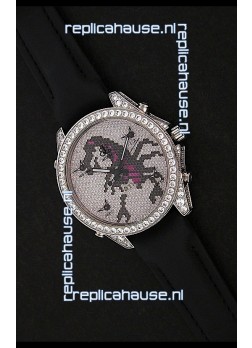 Five Time Zones J&C Clone Japanese Watch in Full Diamonds