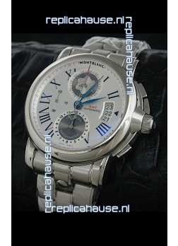 Mont Blanc Meisterstuck Star GMT Swiss Watch in White Dial