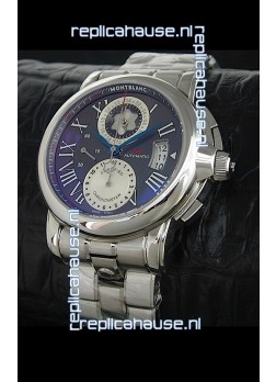 Mont Blanc Meisterstuck Star GMT Swiss Watch in Black Dial