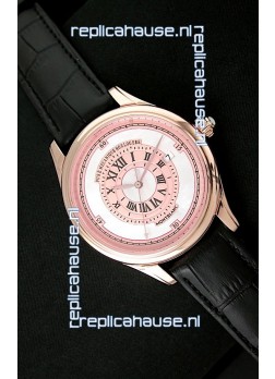 Montblanc Pure Mechanique Horlogere Swiss Replica Rose Gold Watch in Mop Pink Dial